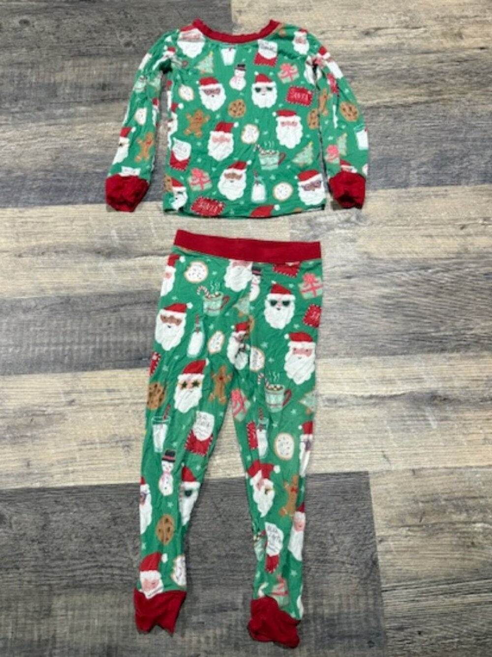 Little Sleepies Two-Piece Pajama Set Size 2T Santa & Cookie Print